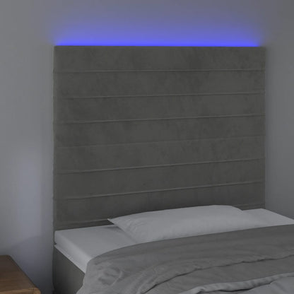 Hoofdbord Led Fluweel 90 x 5 x 118/128 cm Lichtgrijs