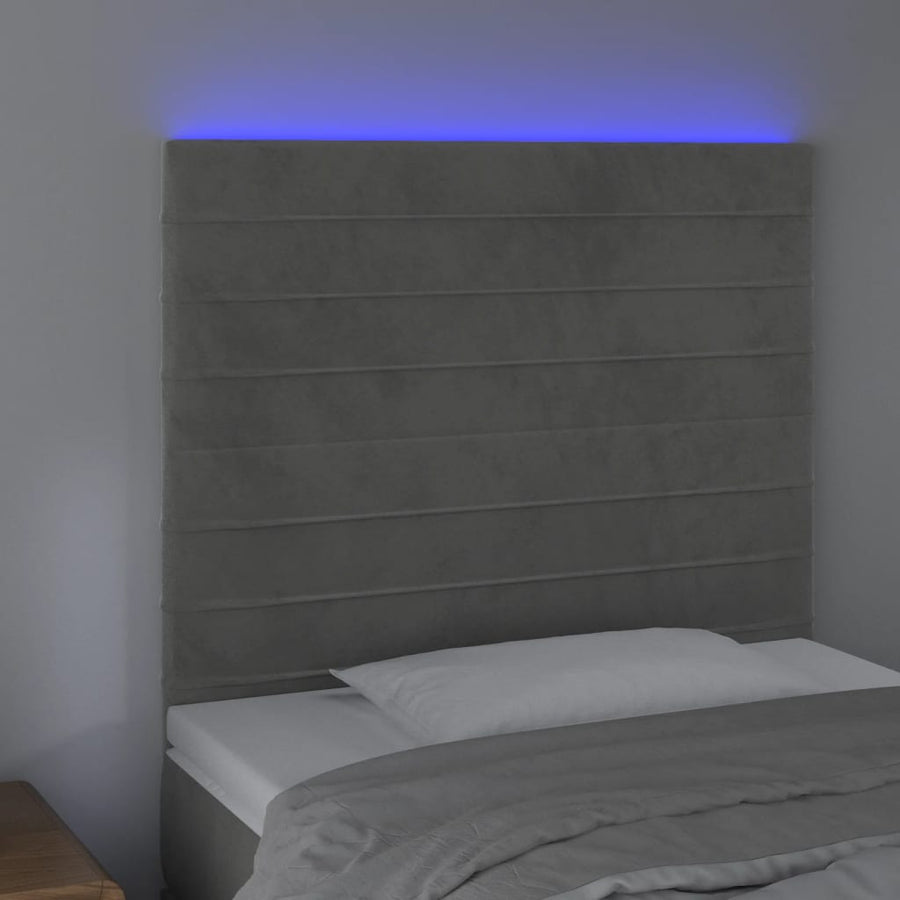 Hoofdbord Led Fluweel 90 x 5 x 118/128 cm Lichtgrijs