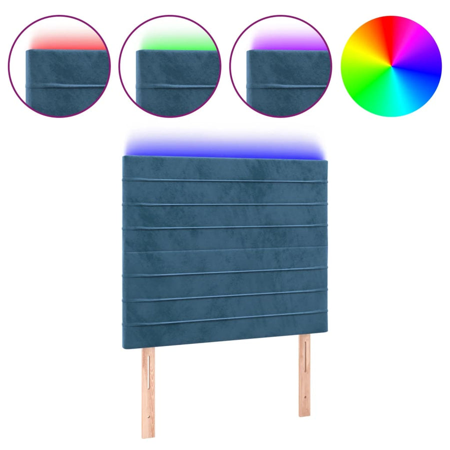 Hoofdbord Led Fluweel 1 90 x 5 x 118/128 cm Donkerblauw