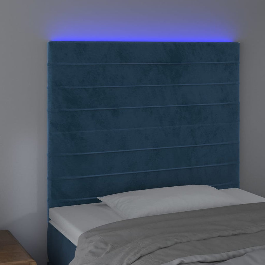 Hoofdbord Led Fluweel 1 90 x 5 x 118/128 cm Donkerblauw