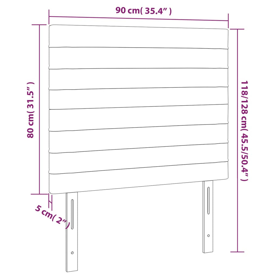 Hoofdbord Led Fluweel 1 90 x 5 x 118/128 cm Donkerblauw