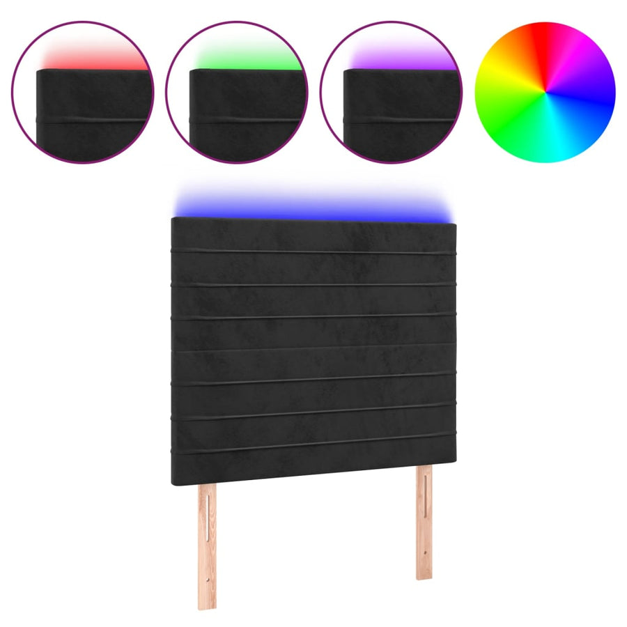 Hoofdbord LED 100x5x118/128 cm fluweel zwart 100 x 5 x 118/128 cm Zwart