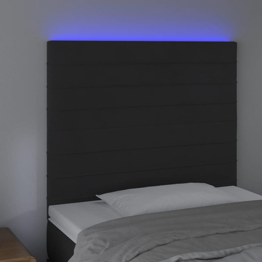 Hoofdbord LED 100x5x118/128 cm fluweel zwart 100 x 5 x 118/128 cm Zwart