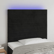 Hoofdbord 100x5x118/128 cm fluweel zwart met LED
