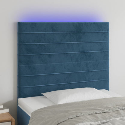 Hoofdbord LED 100x5x118/128 cm fluweel donkerblauw 100 x 5 x 118/128 cm Donkerblauw