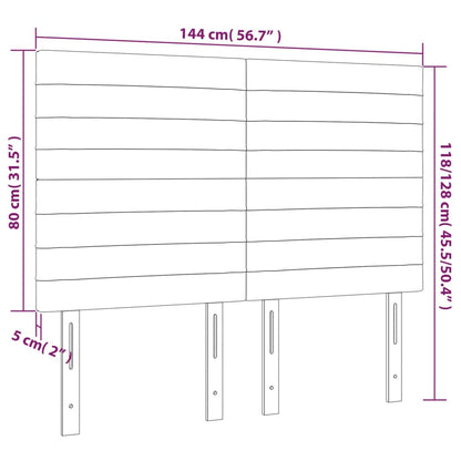 Hoofdbord LED 144x5x118/128 cm fluweel donkergrijs 144 x 5 x 118/128 cm Donkergrijs