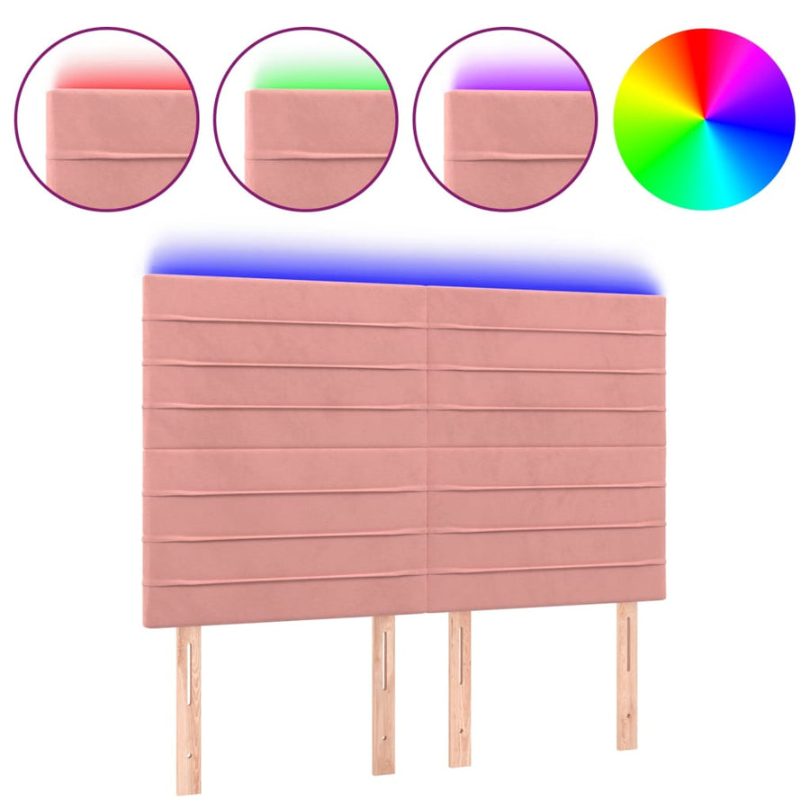 Hoofdbord Led 144X5X118/128 Cm Fluweel Zwart 144 x 5 x 118/128 cm Roze