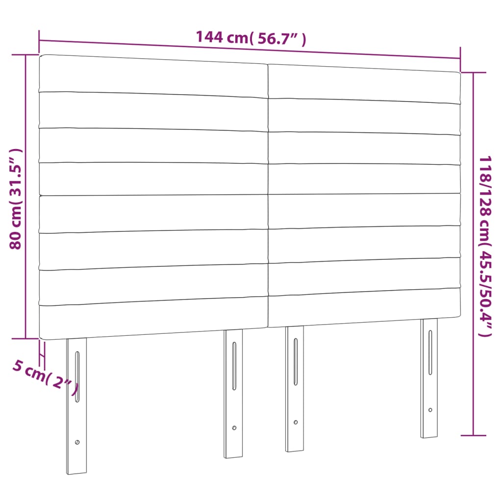 Hoofdbord Led 144X5X118/128 Cm Fluweel Zwart 144 x 5 x 118/128 cm Roze