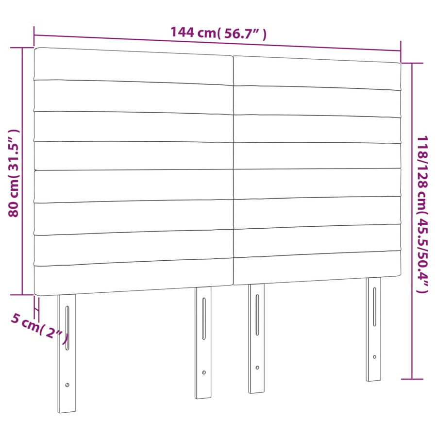 Hoofdbord Led 144X5X118/128 Cm Fluweel Zwart 144 x 5 x 118/128 cm Roze