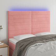 Hoofdbord 144x5x118/128 cm fluweel zwart LED