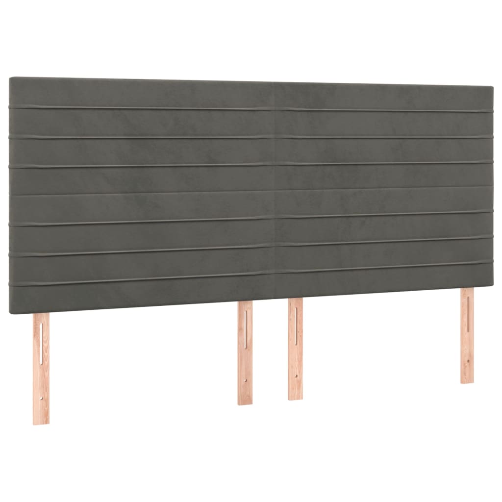 Hoofdbord LED 160x5x118/128 cm fluweel donkergrijs 160 x 5 x 118/128 cm Donkergrijs
