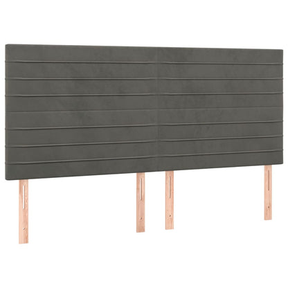Hoofdbord LED 160x5x118/128 cm fluweel donkergrijs 160 x 5 x 118/128 cm Donkergrijs