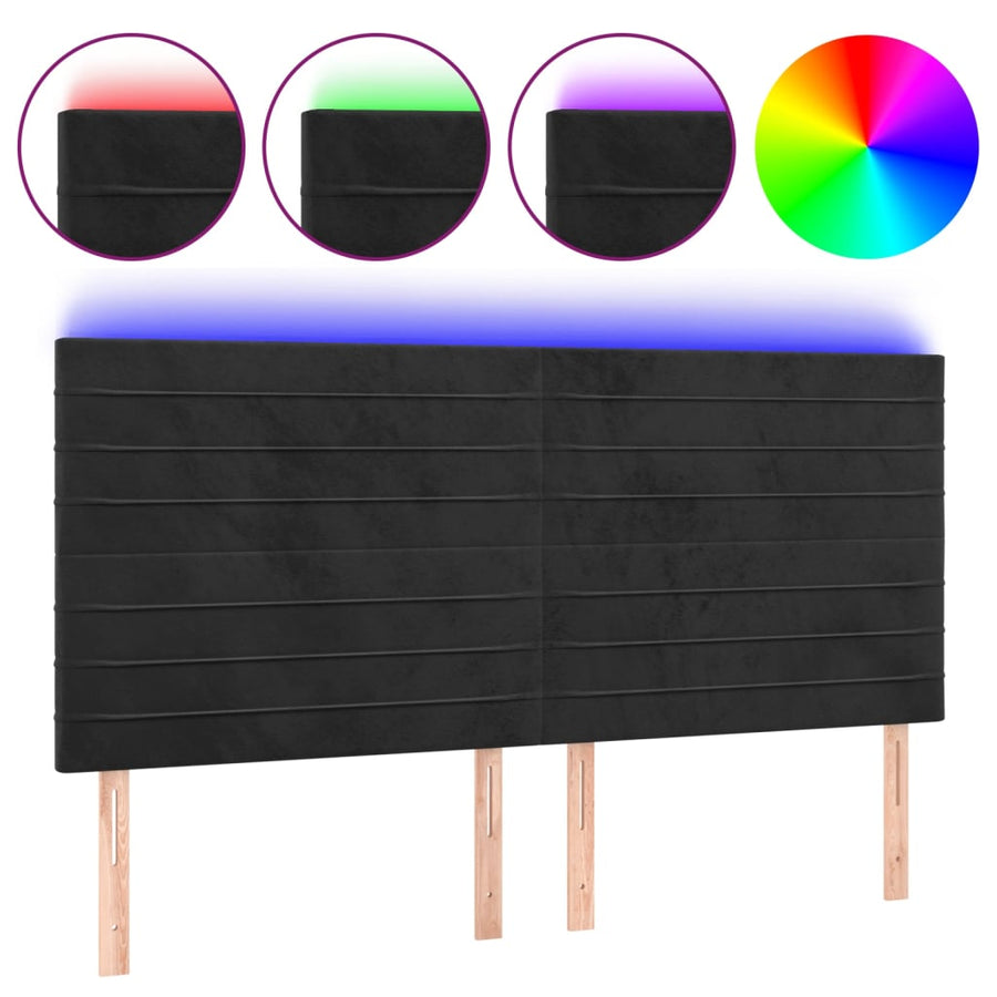 Hoofdbord Led Fluweel 160 x 5 x 118/128 cm Zwart