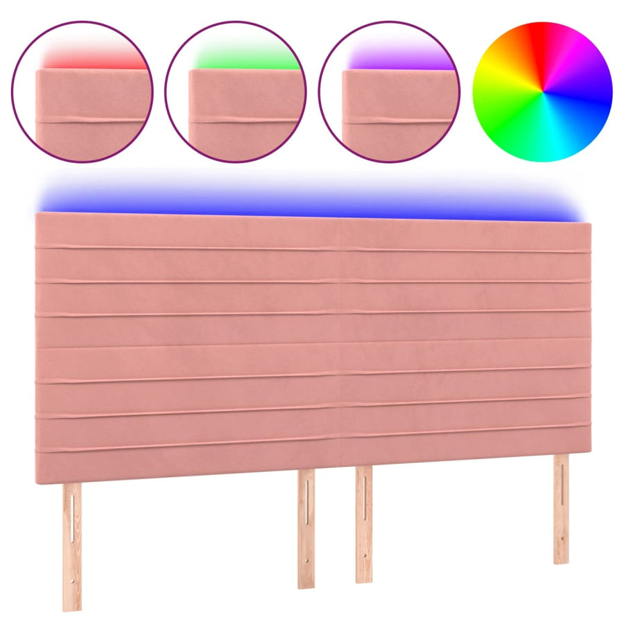 Hoofdbord LED 160x5x118/128 cm fluweel roze 160 x 5 x 118/128 cm Roze