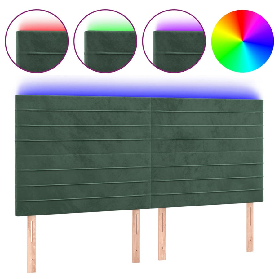 Hoofdbord Led 180X5X118/128 Cm Fluweel Donkergroen 180 x 5 x 118/128 cm