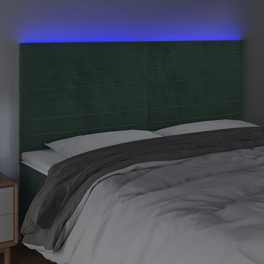 Hoofdbord Led 180X5X118/128 Cm Fluweel Donkergroen 180 x 5 x 118/128 cm