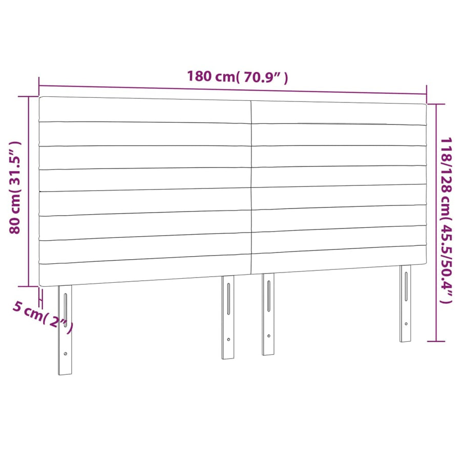 Hoofdbord Led Fluweel 180 x 5 x 118/128 cm Donkerblauw