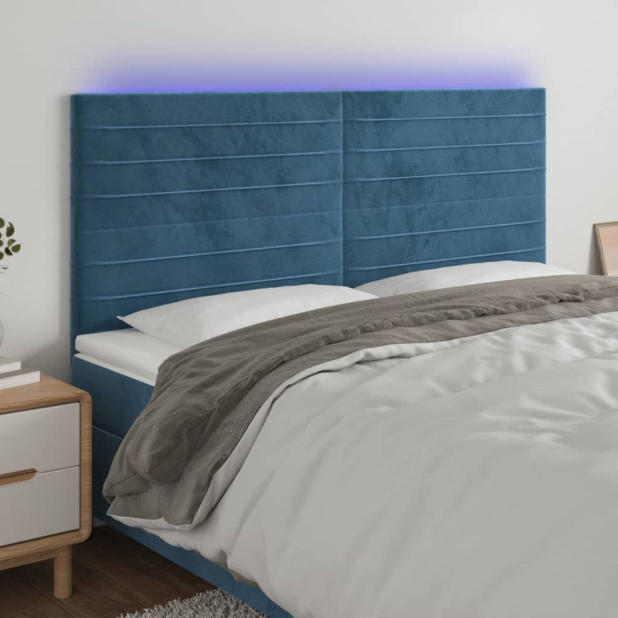 Hoofdbord Led Fluweel 180 x 5 x 118/128 cm Donkerblauw