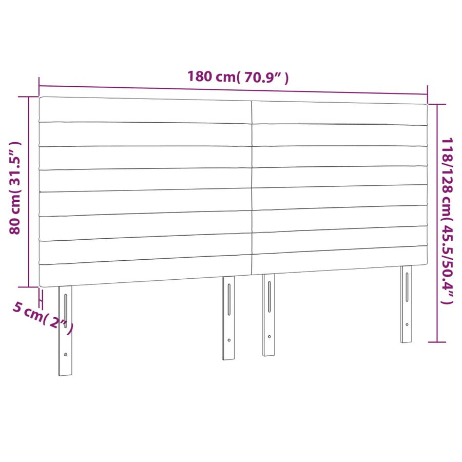 Hoofdbord LED 180x5x118/128 cm fluweel roze 180 x 5 x 118/128 cm Roze