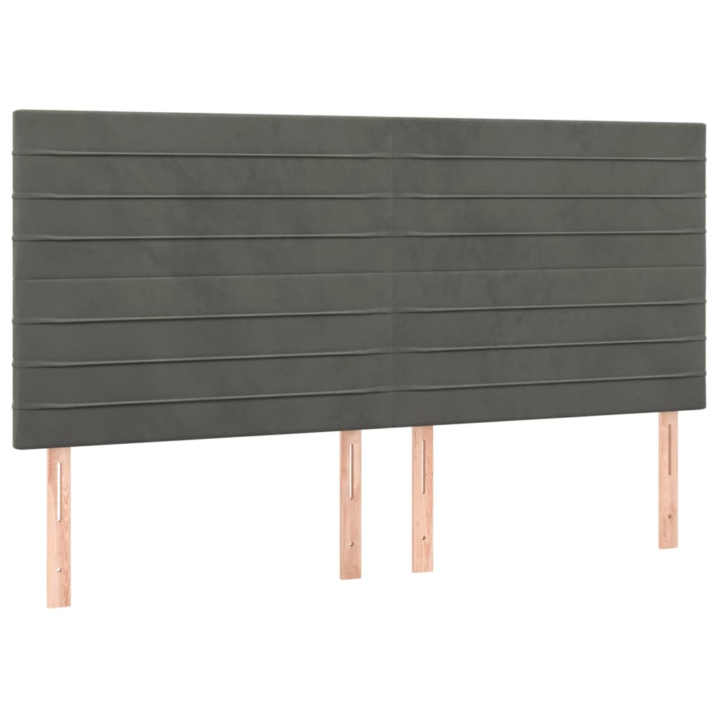 Hoofdbord LED 200x5x118/128 cm fluweel donkergrijs 200 x 5 x 118/128 cm Donkergrijs