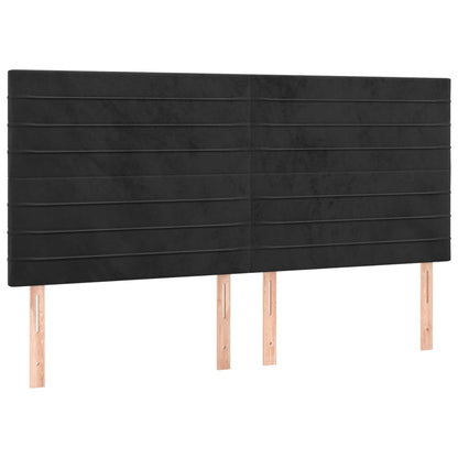 Hoofdbord LED 200x5x118/128 cm fluweel zwart 200 x 5 x 118/128 cm Zwart