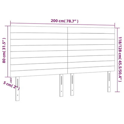 Hoofdbord LED 200x5x118/128 cm fluweel zwart 200 x 5 x 118/128 cm Zwart