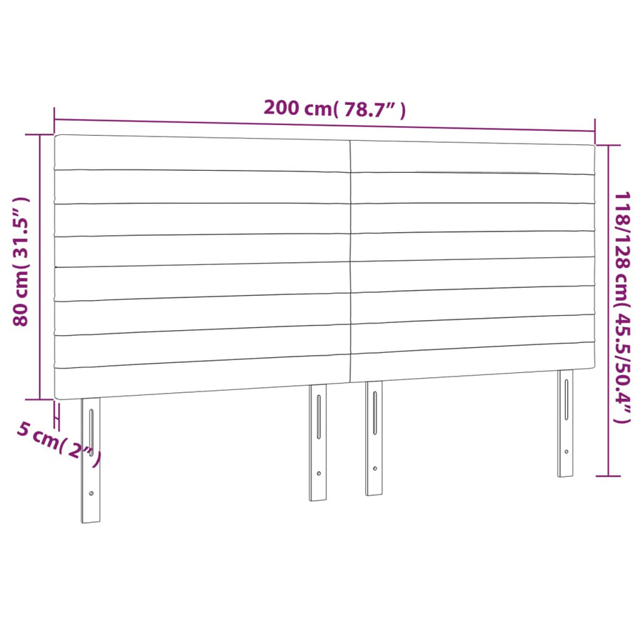 Hoofdbord LED 200x5x118/128 cm fluweel donkergroen 200 x 5 x 118/128 cm Donkergroen