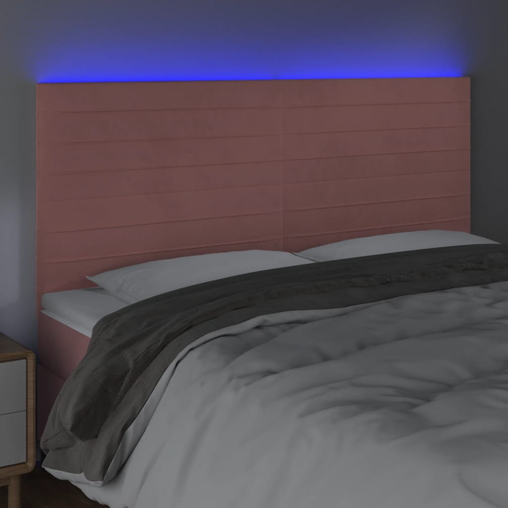 Hoofdbord Led Fluweel 200 x 5 x 118/128 cm Roze