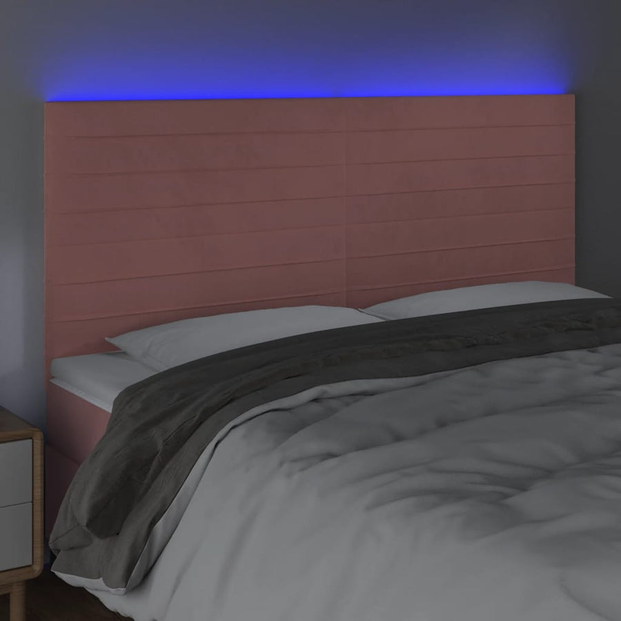 Hoofdbord Led Fluweel 200 x 5 x 118/128 cm Roze