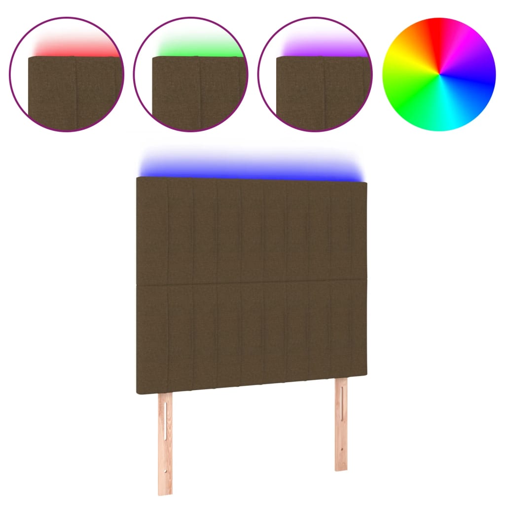 Hoofdbord Led Stof 80 x 5 x 118/128 cm Donkerbruin