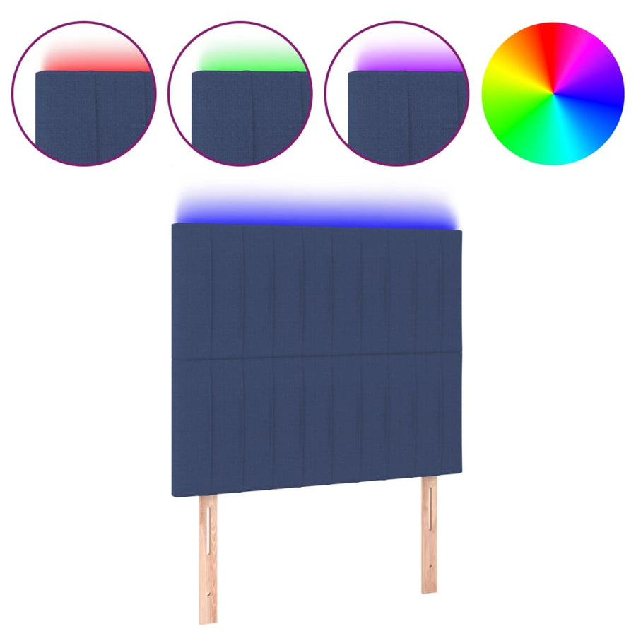 Hoofdbord Led Stof 80 x 5 x 118/128 cm Blauw
