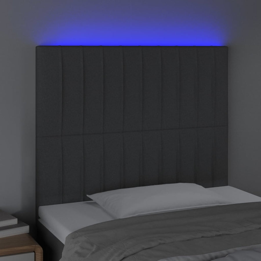 Hoofdbord Led Stof 90 x 5 x 118/128 cm Donkergrijs