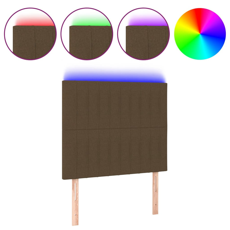 Hoofdbord Led Stof 90 x 5 x 118/128 cm Donkerbruin