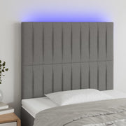 Hoofdbord 100x5x118/128 cm stof donkergrijs LED