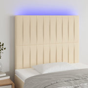 Hoofdbord 100x5x118/128 cm stof crèmekleurig met LED