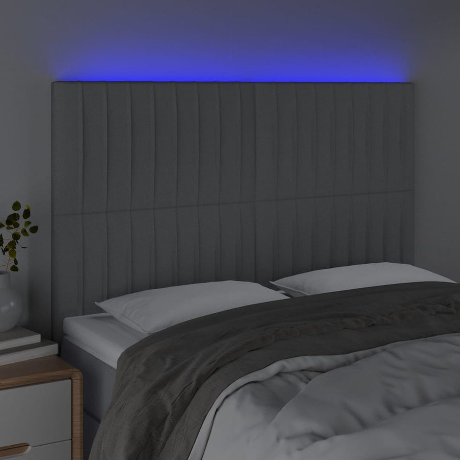 Hoofdbord Led Stof 144 x 5 x 118/128 cm Lichtgrijs