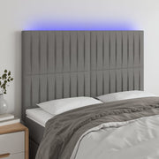Hoofdbord 144x5x118/128 cm stof donkergrijs met LED