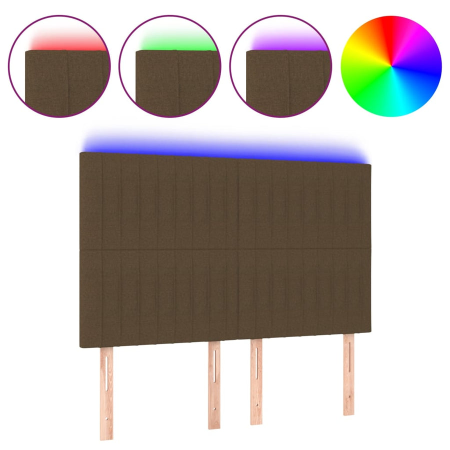 Hoofdbord Led Stof 144 x 5 x 118/128 cm Donkerbruin