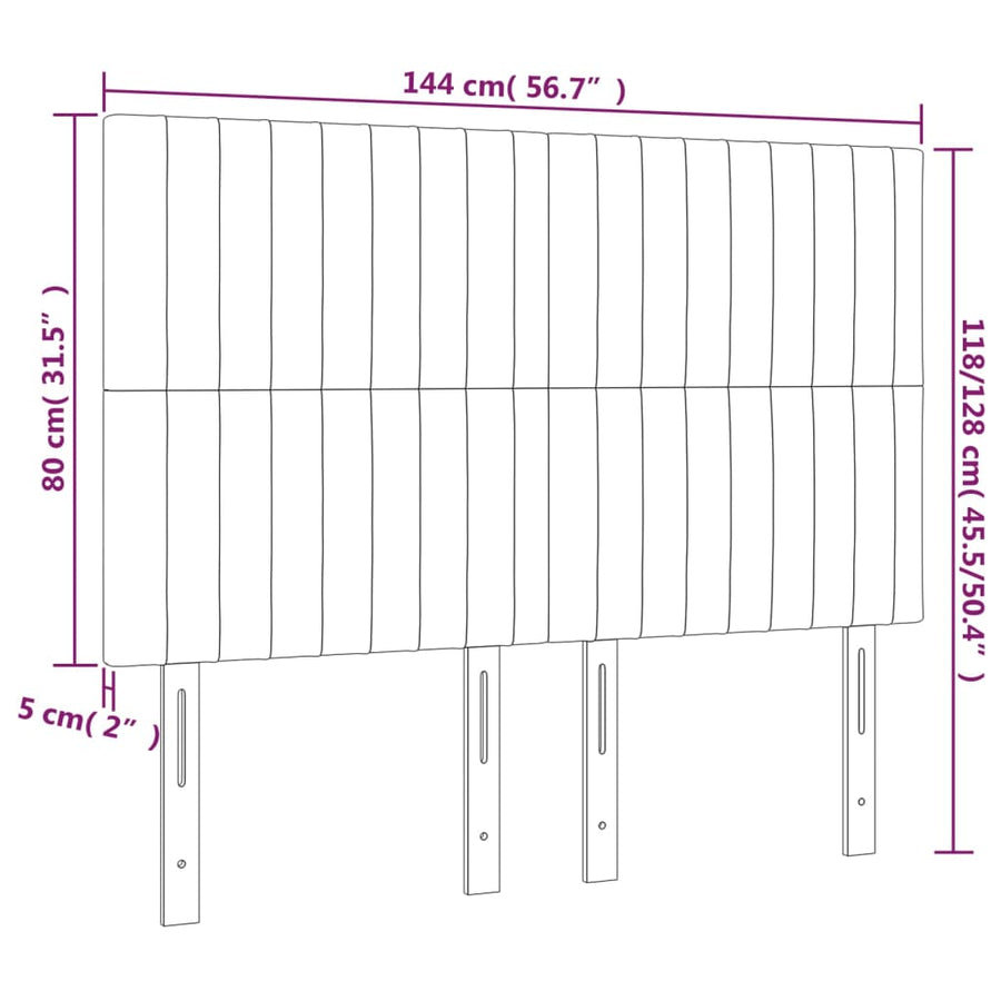 Hoofdbord Led Stof 144 x 5 x 118/128 cm Donkerbruin