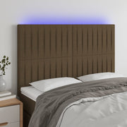 Hoofdbord 144x5x118/128 cm stof donkerbruin LED