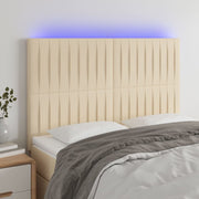 Hoofdbord 144x5x118/128 cm stof crèmekleurig LED