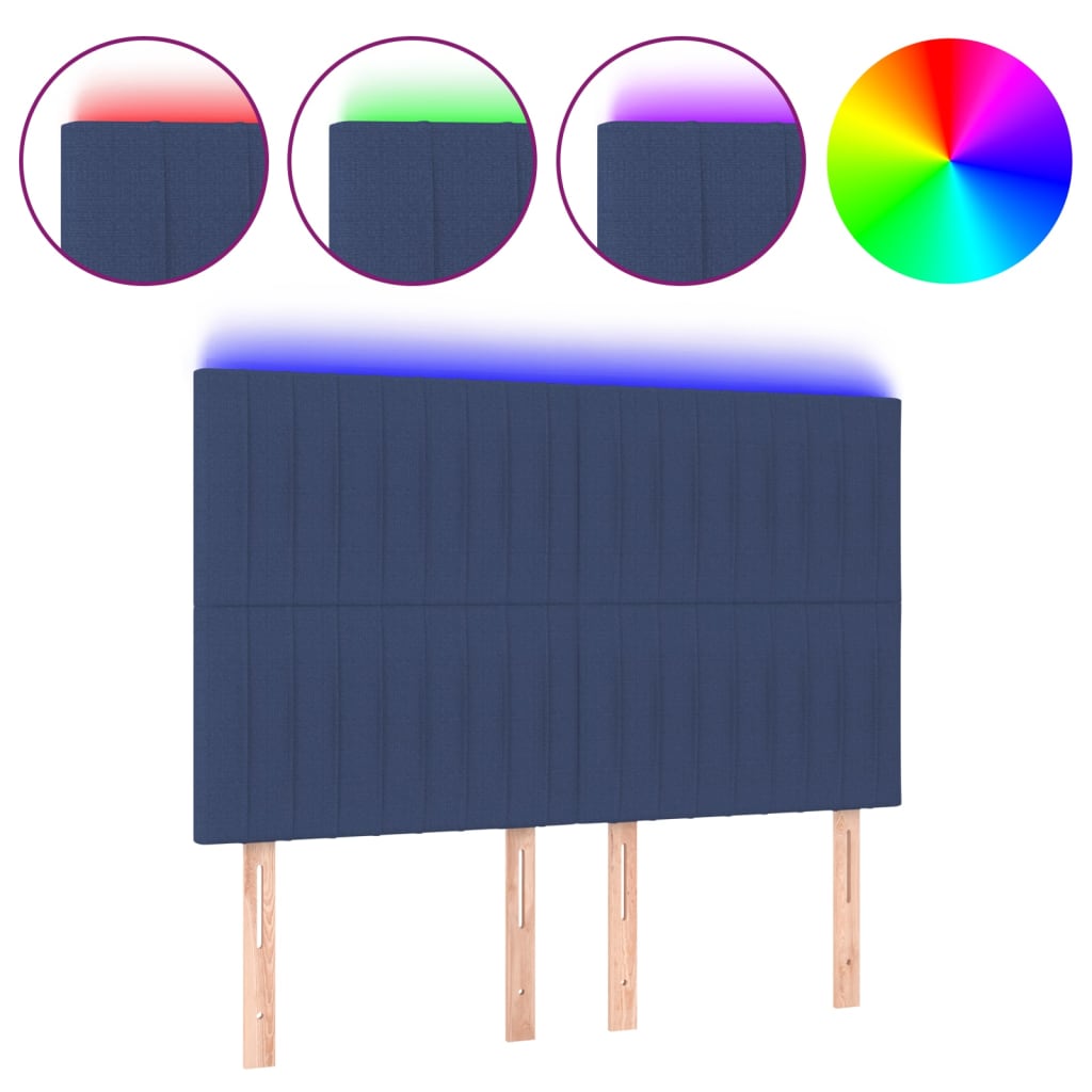 Hoofdbord LED 144x5x118/128 cm stof blauw 144 x 5 x 118/128 cm Blauw