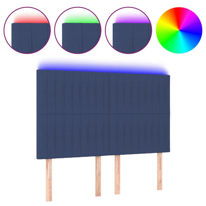 Hoofdbord LED 144x5x118/128 cm stof blauw 144 x 5 x 118/128 cm Blauw