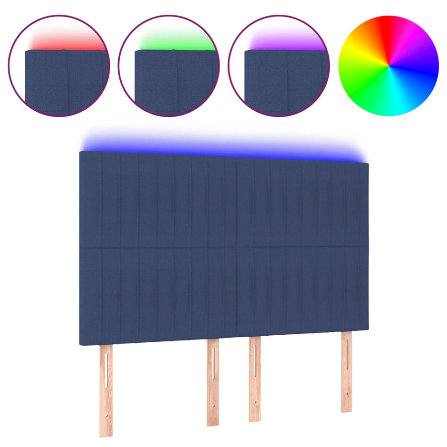 Hoofdbord LED 144x5x118/128 cm stof blauw 144 x 5 x 118/128 cm Blauw