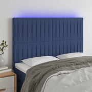 Hoofdbord 144x5x118/128 cm stof blauw LED