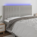 Hoofdbord LED 160x5x118/128 cm stof lichtgrijs