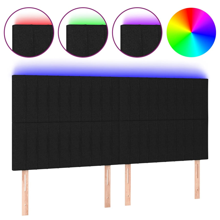 Hoofdbord Led Stof 160 x 5 x 118/128 cm Zwart