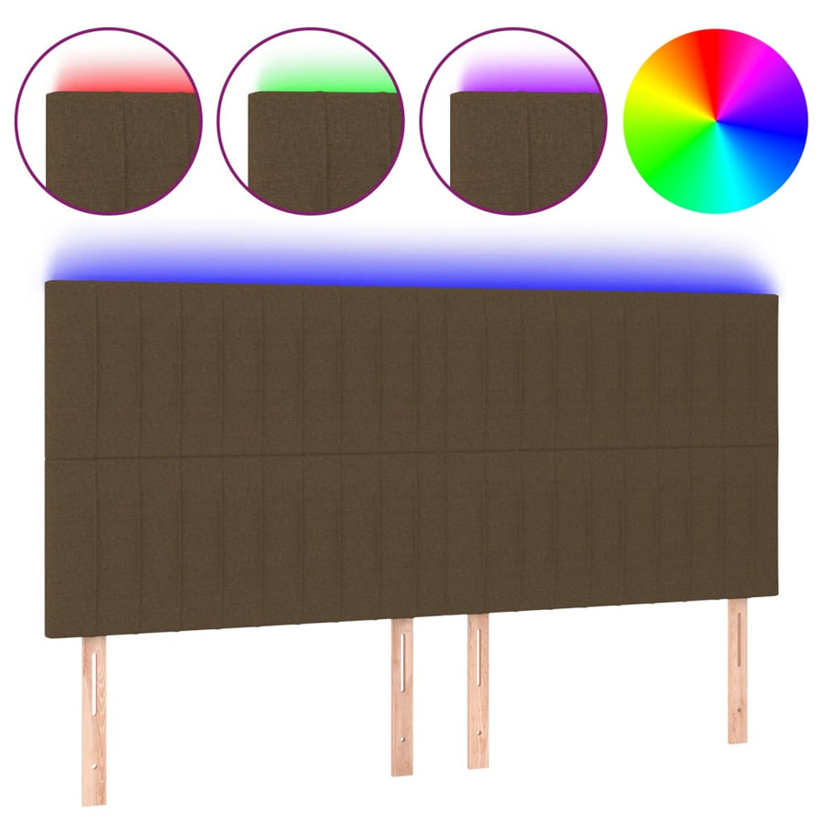 Hoofdbord Led Stof 160 x 5 x 118/128 cm Donkerbruin