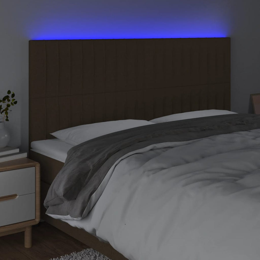 Hoofdbord Led Stof 160 x 5 x 118/128 cm Donkerbruin