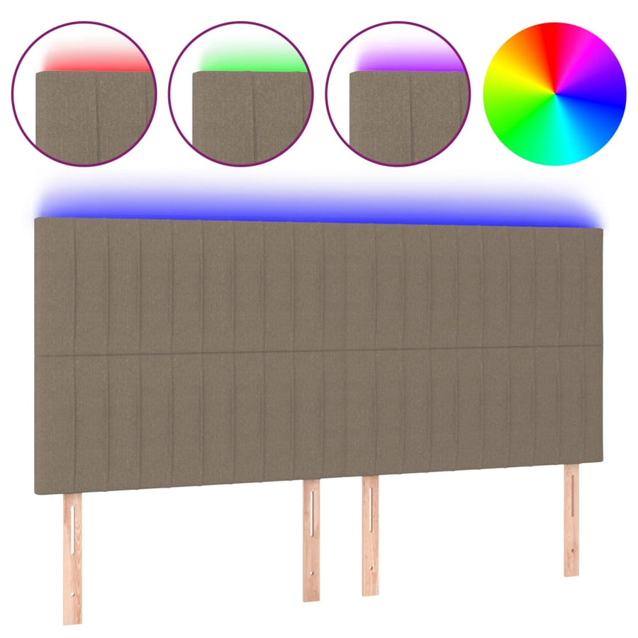 Hoofdbord Led Stof 160 x 5 x 118/128 cm Taupe